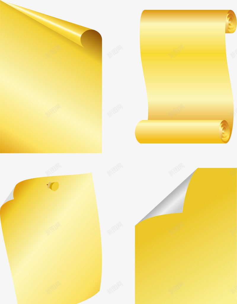 黄色纸张矢量图ai免抠素材_新图网 https://ixintu.com 折角 纸张 黄色 矢量图