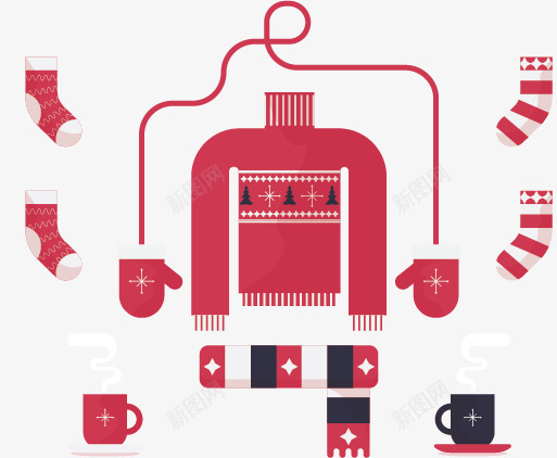 冬天保暖衣物矢量图ai免抠素材_新图网 https://ixintu.com 姣涜 琚滃瓙 鎵佸钩鍖 鎵嬪 鑼舵澂 矢量图