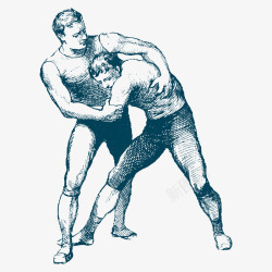 卡通手绘摔跤的男人素材