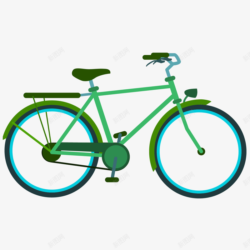 卡通自行车矢量图ai免抠素材_新图网 https://ixintu.com 交通工具 卡通 环保自行车 绿色自行车 自行车 矢量图