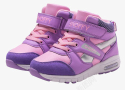 童鞋紫色紫色斯纳菲加棉加厚儿童运动鞋高清图片