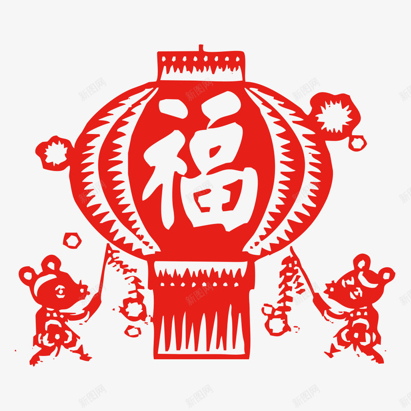 传统节日png免抠素材_新图网 https://ixintu.com 传统节日 春节 烟花 红灯笼 老鼠 鞭炮 鼠年