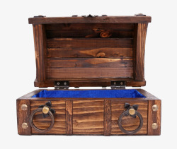 木保险箱打开的木制百宝盒高清图片