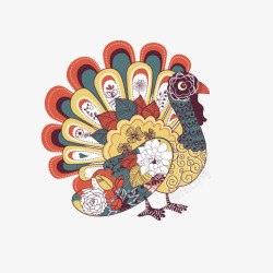 家庭盛宴感恩节一只彩色的感恩节火鸡高清图片