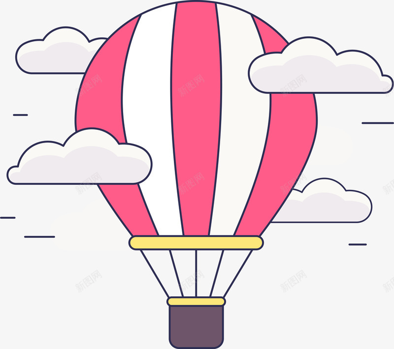 手绘可爱漂浮热气球矢量图ai免抠素材_新图网 https://ixintu.com 卡通 可爱清新 手绘 漂浮 热气球 矢量图案 装饰 矢量图