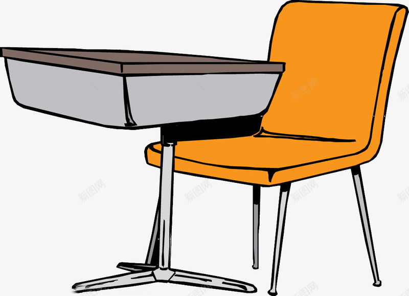手绘课桌椅png免抠素材_新图网 https://ixintu.com 学校 椅子 课桌 课桌椅