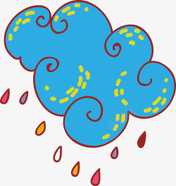 彩色的雨滴手绘卡通彩色云朵雨滴矢量图高清图片