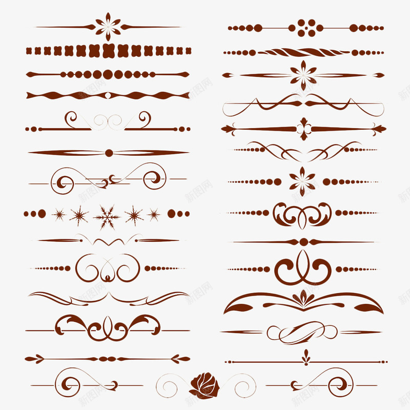 花边合集png免抠素材_新图网 https://ixintu.com 二维 棕色 纹理 线条 花纹