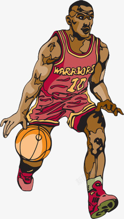 彩色手绘篮球运动元素素材