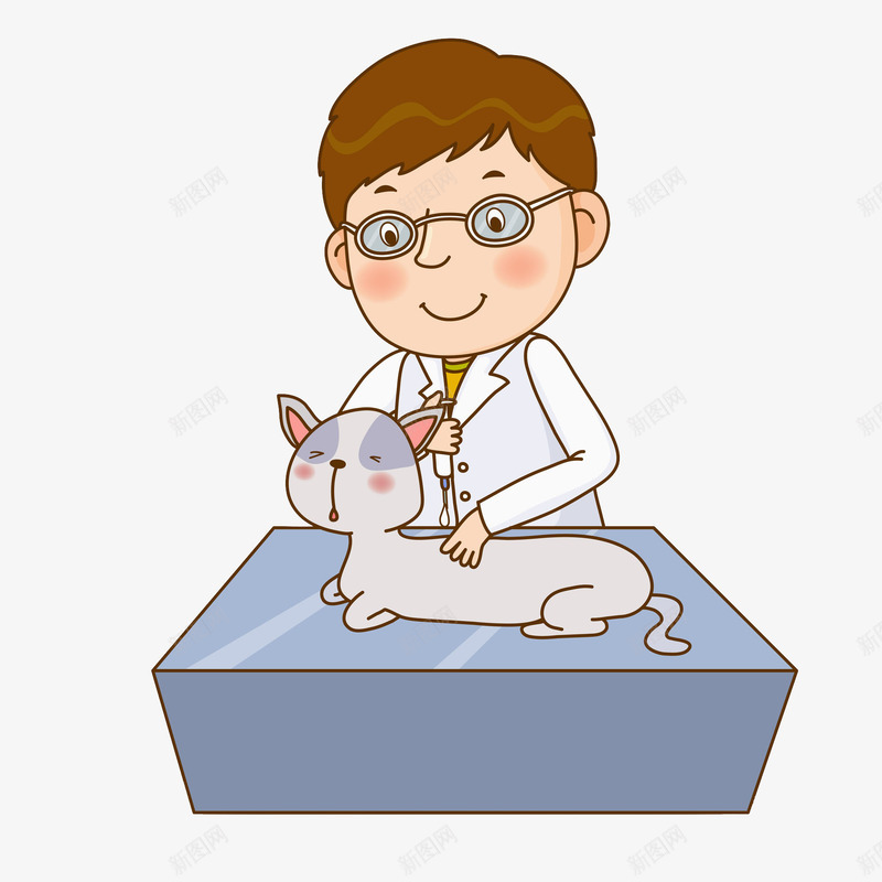 帅气的宠物医生图png免抠素材_新图网 https://ixintu.com 卡通 可爱的 宠物医生 小猫 帅气的 桌子 男人 趴在桌子上得宠物