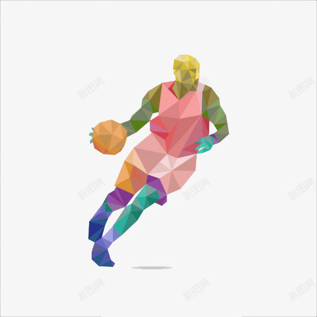 彩色立体质感运动员png免抠素材_新图网 https://ixintu.com 立体质感 篮球 运动 运动员