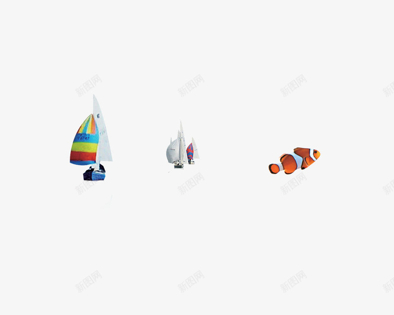 深海鱼帆船png免抠素材_新图网 https://ixintu.com 帆船 深海鱼 装饰