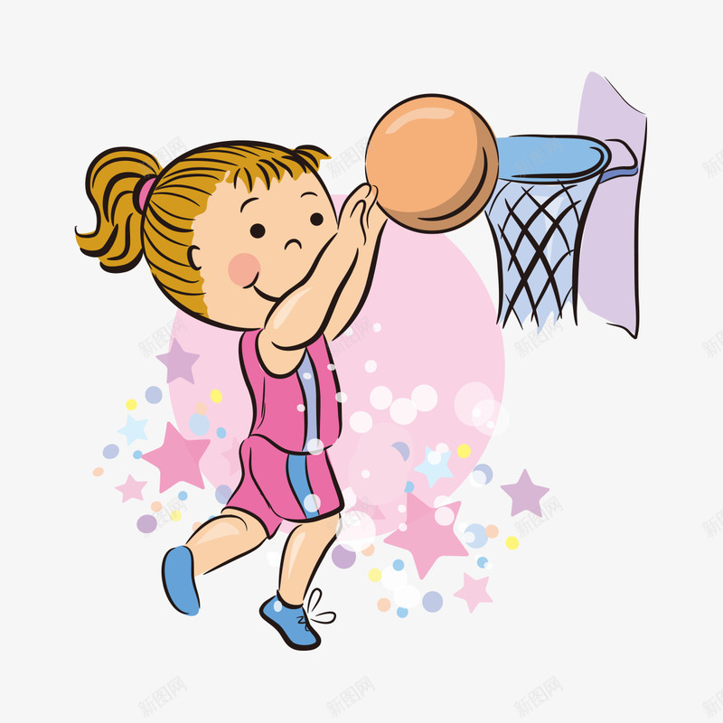 投球的小女孩png免抠素材_新图网 https://ixintu.com png图形 五角星 小女孩 篮球 装饰