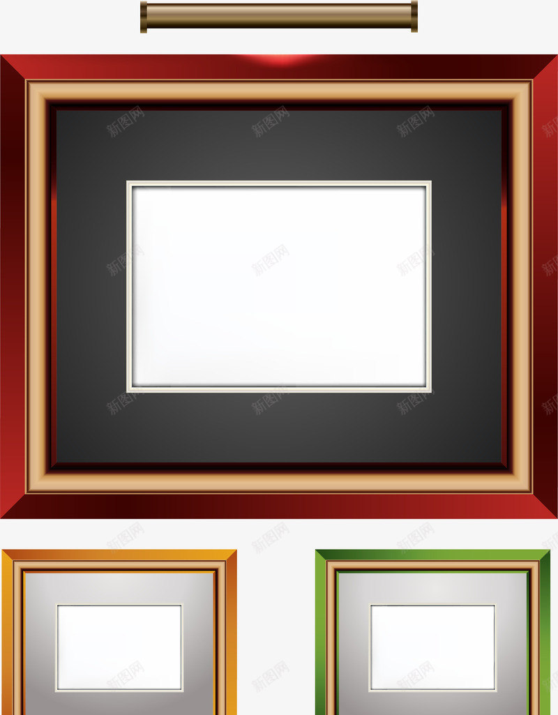 五款彩色木质相框png免抠素材_新图网 https://ixintu.com EPS 彩色木质 油漆 相框 边框 长框