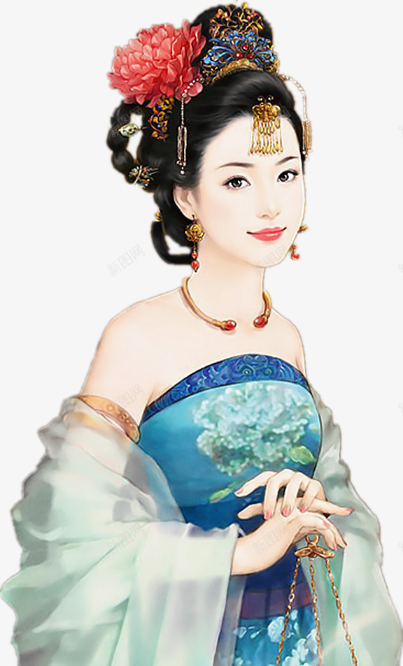 手绘中国风唐朝美女png免抠素材_新图网 https://ixintu.com 唐朝 国风 美女