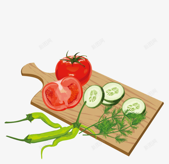 菜板子png免抠素材_新图网 https://ixintu.com 手绘番茄 水果 番茄 蔬菜 西红柿 西红柿矢量素材 青菜 食物