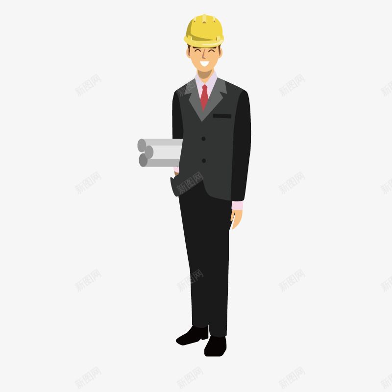 戴安全帽的建筑工程师png免抠素材_新图网 https://ixintu.com 人物 卡通 安全帽 安全帽佩戴方法 工程师 必须戴安全帽 男人 西装 设计图纸