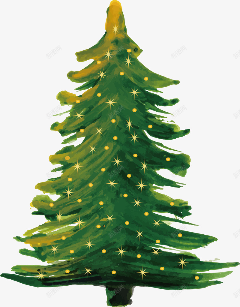 手绘水彩圣诞树png免抠素材_新图网 https://ixintu.com 圣诞快乐 圣诞树 圣诞节 水彩圣诞树 矢量png 绿色圣诞树