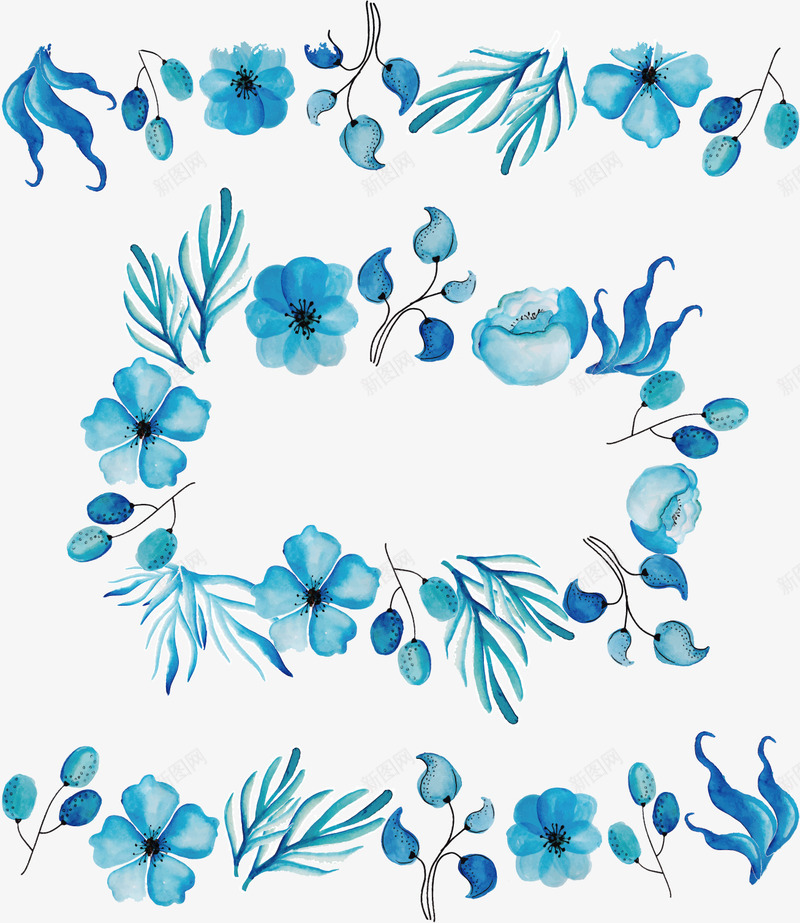 水彩蓝色花朵壁纸矢量图ai免抠素材_新图网 https://ixintu.com 卡通 壁纸 手绘 水彩 美丽 蓝色 设计 矢量图