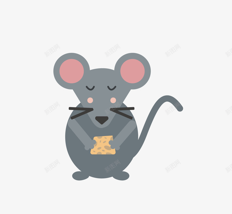 卡通版正在吃东西的小老鼠png免抠素材_新图网 https://ixintu.com 动漫动画 动物 卡通手绘 小老鼠 蓝色老鼠 装饰图 食物