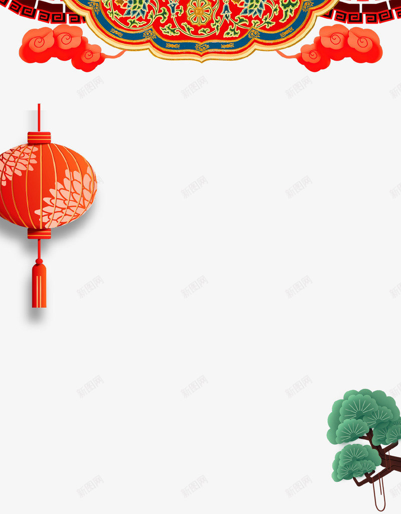 立体创意中国风新春装饰背景png免抠素材_新图网 https://ixintu.com 中国风 新年 新年快乐 新春 春节 灯笼 祥云 装睡