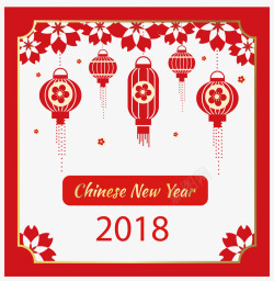 红色中国风灯笼新年海报素材