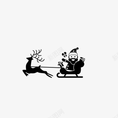 驯鹿拉着雪橇带着圣诞老人图标图标
