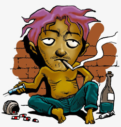 卡通吸烟男士素材