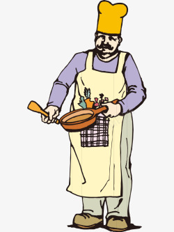卡通手绘国外厨师做饭男人素材