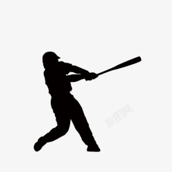 一个棒球打棒球剪影高清图片