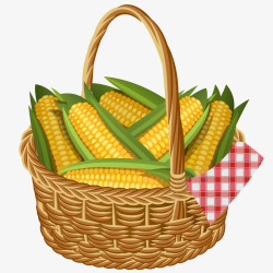 玉米食材一篮玉米插画矢量图高清图片