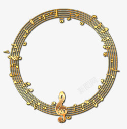 金色音乐符号音谱圆环图案素材