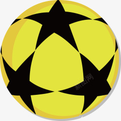 黑色五角星黄色底纹卡通足球花纹矢量图素材