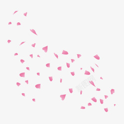 手绘漂浮粉色心形花瓣矢量图素材