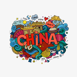 中国风卡通中国特色插图素材