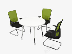 白色圆桌绿色镂空椅子高清图片