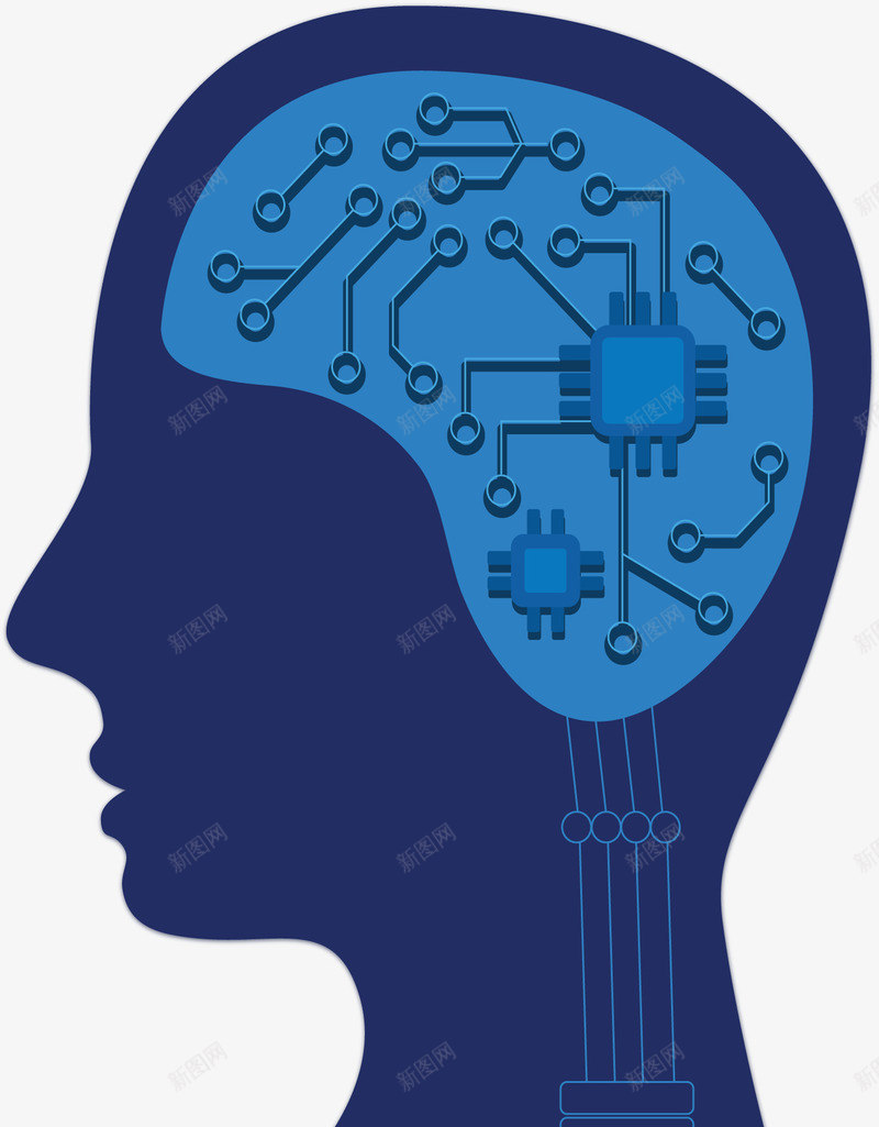 蓝色人工智能大脑矢量图ai免抠素材_新图网 https://ixintu.com 人工智能 大脑 矢量png 脑回路 蓝色大脑 高科技 矢量图
