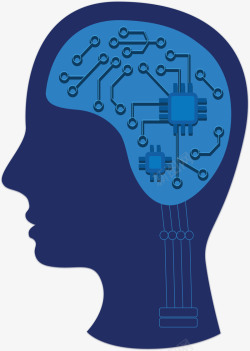 脑回路蓝色人工智能大脑矢量图高清图片