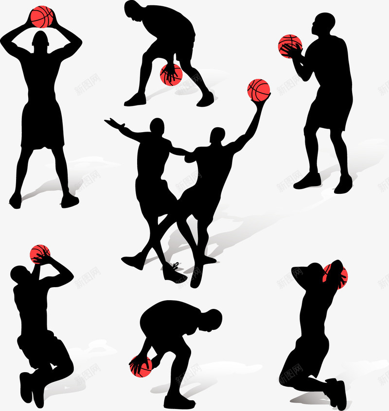 篮球运动剪影png免抠素材_新图网 https://ixintu.com NBA 体育 篮球 篮球运动 运动剪影