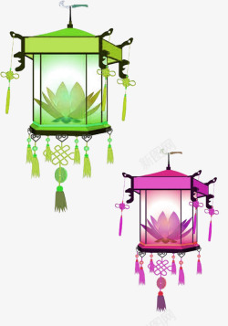 中国传统灯节日荷花灯笼高清图片