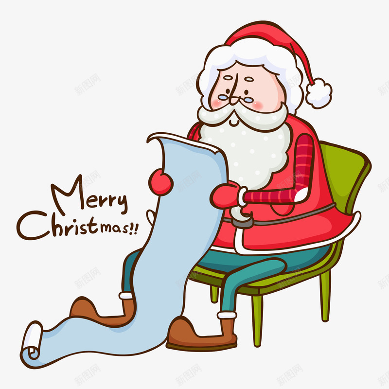 卡通圣诞老人装饰图png免抠素材_新图网 https://ixintu.com 卡通 圣诞老人 圣诞节 椅子 男人 纸张 装饰