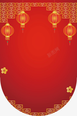 中国风红色印章中国风新年促销吊旗高清图片