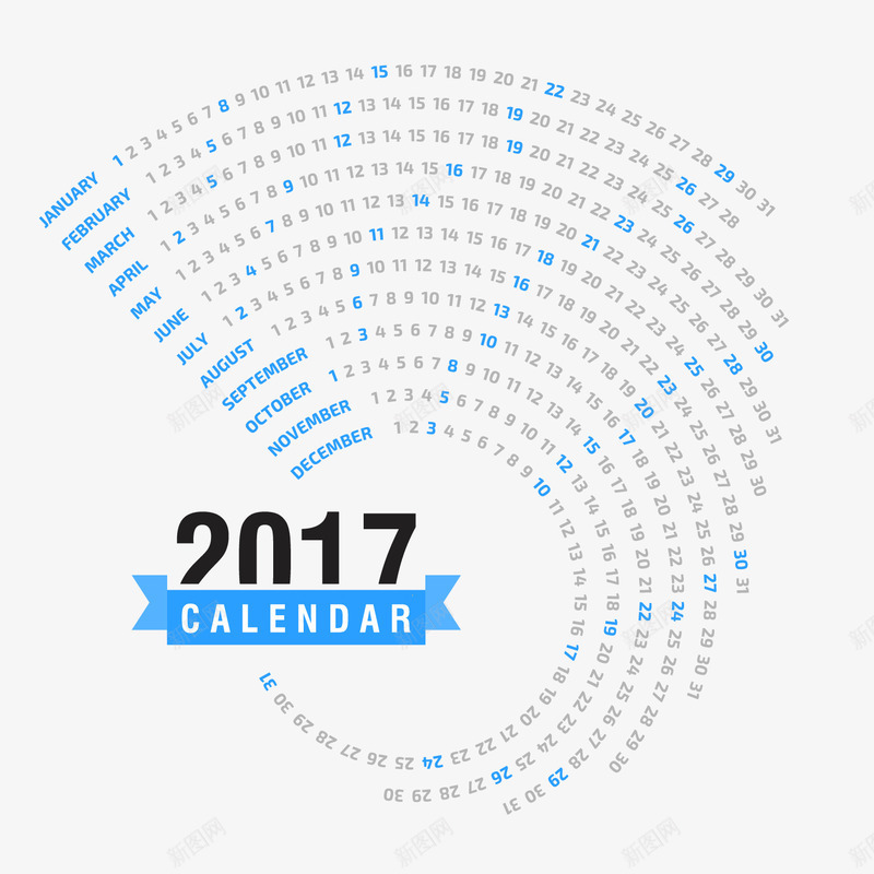 2017年日历矢量图eps免抠素材_新图网 https://ixintu.com 2017年 新年日历 日历设计 矢量图