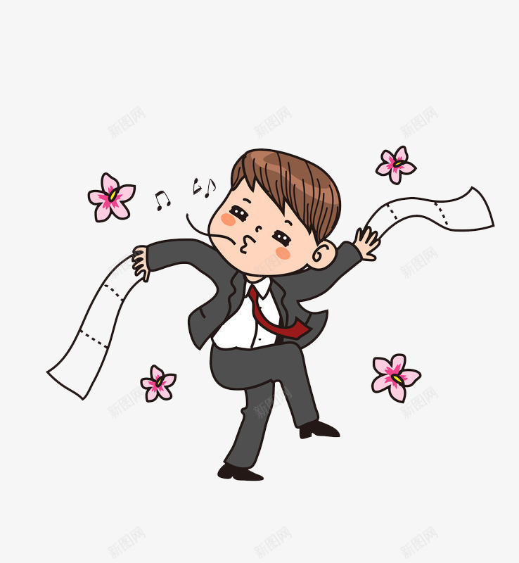 卡通跳舞的男人图png免抠素材_新图网 https://ixintu.com 卡通 卫生纸 商务 搞笑的 男人 花朵 跳舞 高兴地