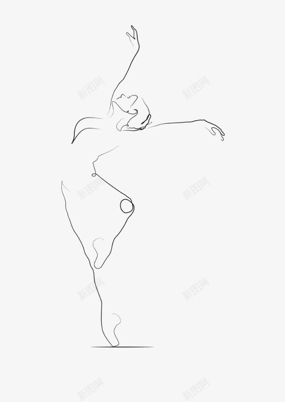 手绘线条女生png免抠素材_新图网 https://ixintu.com 手绘女生线条 线条 舞动 舞姿 跳舞