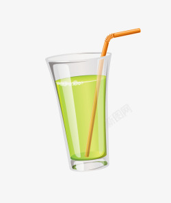 绿色吸管玻璃杯夏季饮品素材