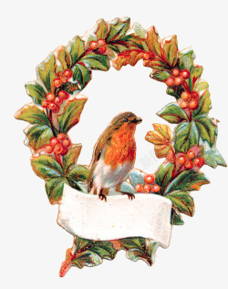 圣诞花环和鸟素材