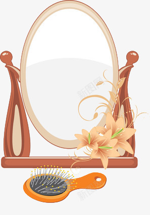 卡通版版的梳子和镜子png免抠素材_新图网 https://ixintu.com 女士 梳子 玻璃 镜子