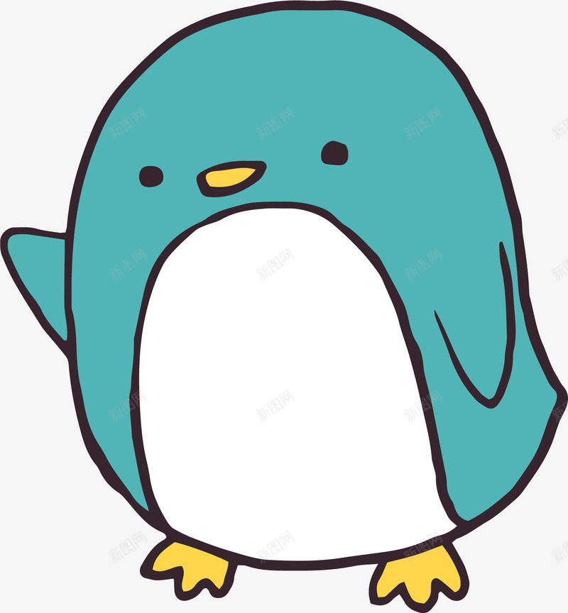 蓝色的小企鹅png免抠素材_新图网 https://ixintu.com 卡通 商务 小企鹅 彩绘 简约 蓝色