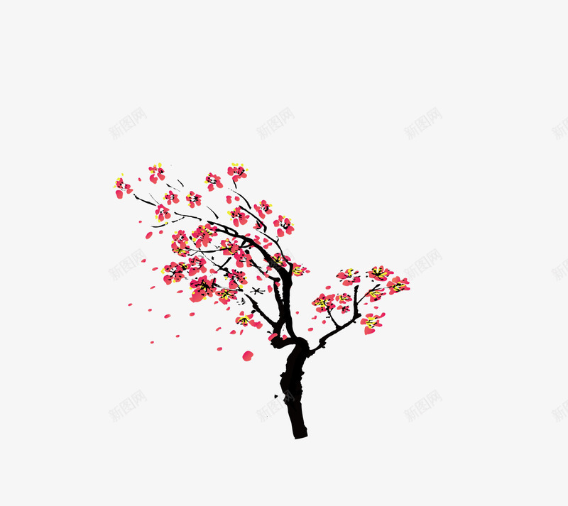 风中的桃花树水墨画png免抠素材_新图网 https://ixintu.com 桃花 桃花树 水墨画 盛开的 简图 美丽的 花朵